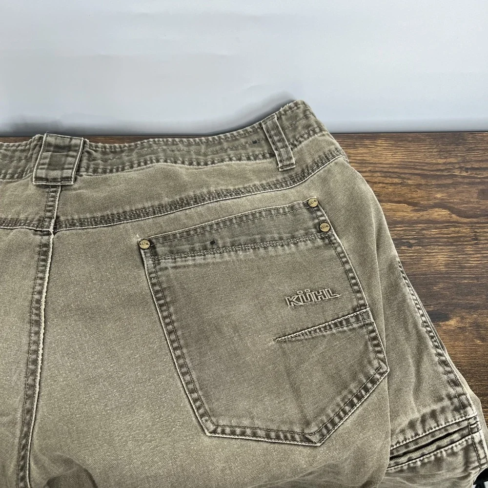 Kuhl Pants Mens 38x32 Brown Outkast Canvas Cargo Outdoor Workwear Hiking